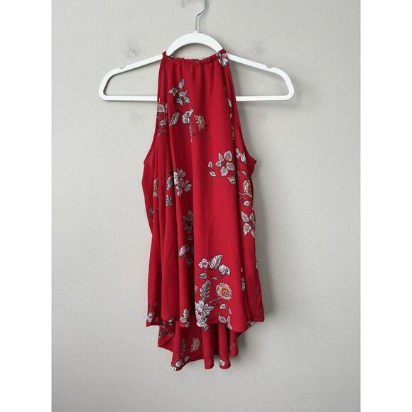 BB DAKOTA Top Womens Small Laura Floral Print High Low Red Halter Tie Flowy Boho - Picture 8 of 8